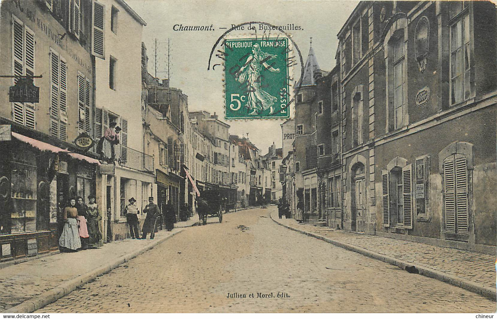 CHAUMONT RUE DE BUXEREUILLE CARTE COLORISEE - Chaumont