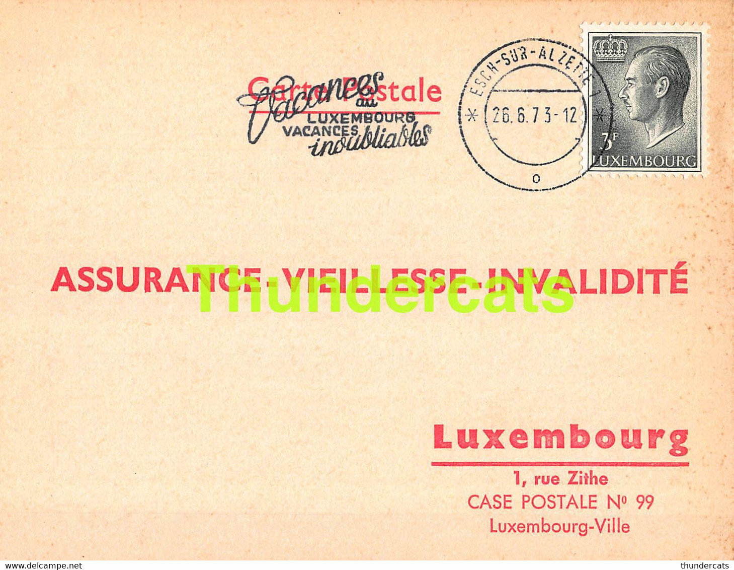 ASSURANCE VIEILLESSE INVALIDITE LUXEMBOURG 1973 ESCH SUR ALZETTE  CIGRANG - Covers & Documents