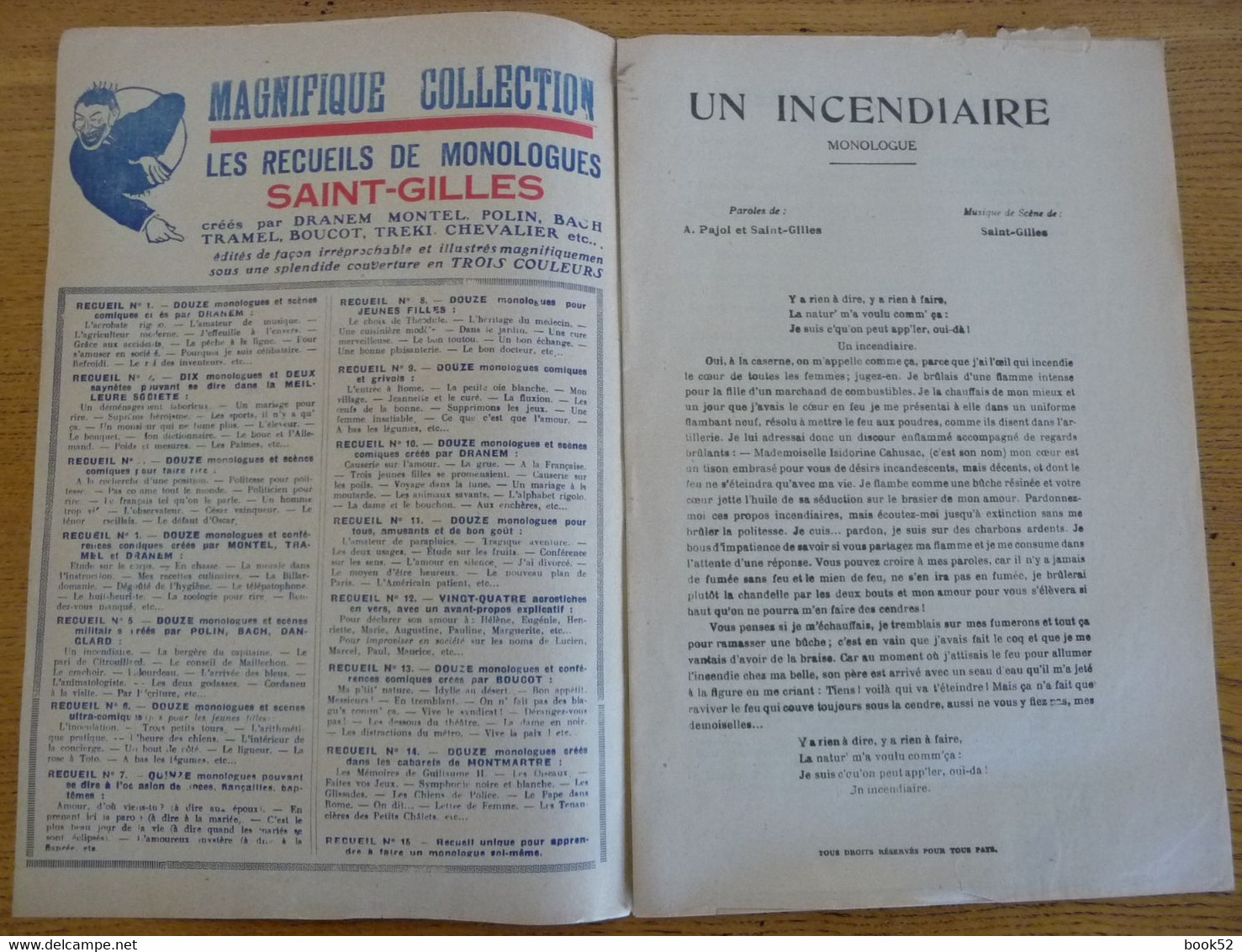 (HUMOUR) Recueil De DOUZE MONOLOGUES Et SCENES MILITAIRES - 1901-1940