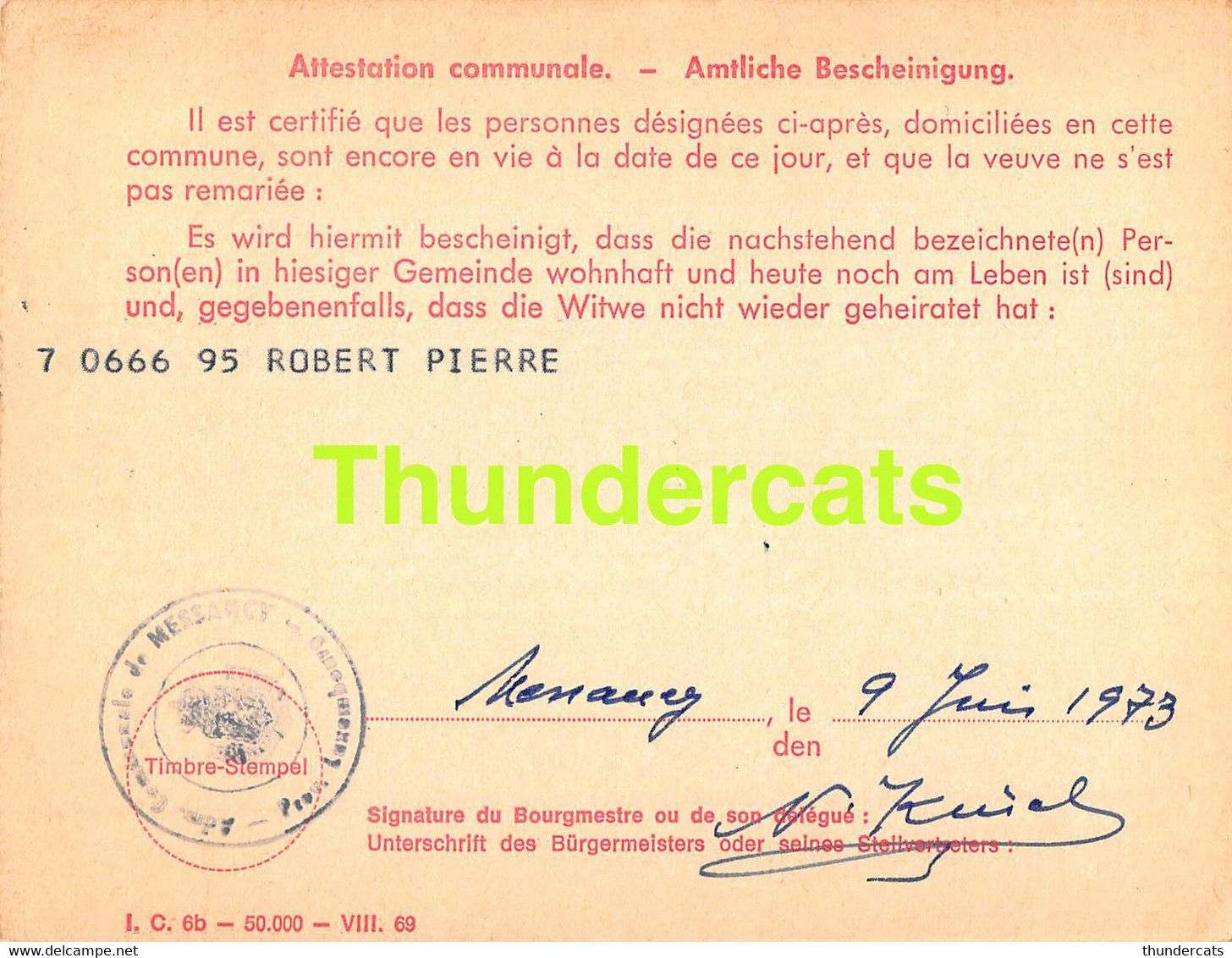 ASSURANCE VIEILLESSE INVALIDITE LUXEMBOURG 1973 MESSANCY ROBERT PIERRE - Cartas & Documentos
