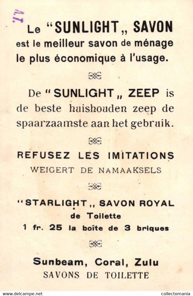 6 Cards Sunlight Zeep Savon  Lith. De Rycker