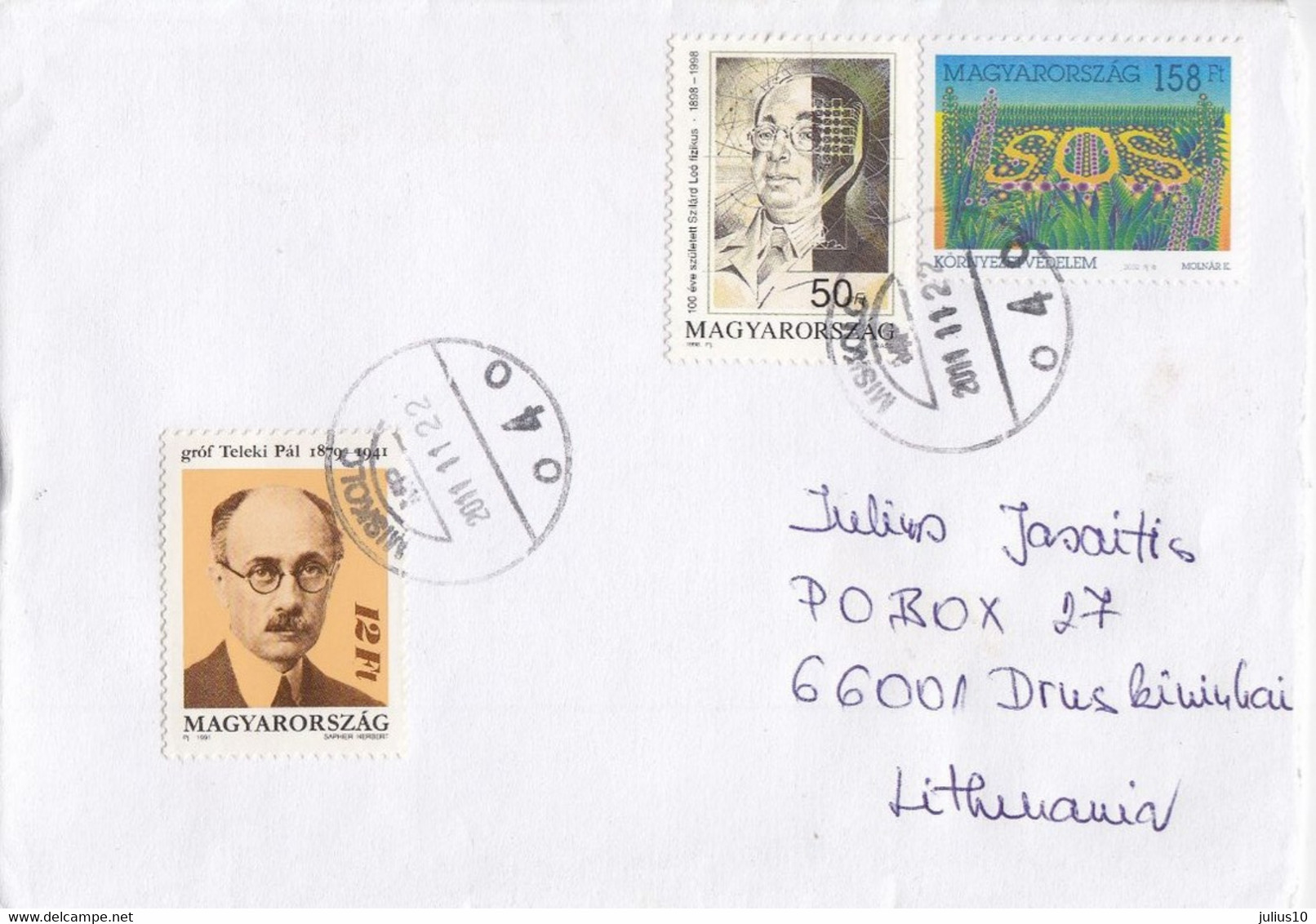 HUNGARY Cover Sent To Lithuania Druskininkai 2011 #27106 - Lettres & Documents