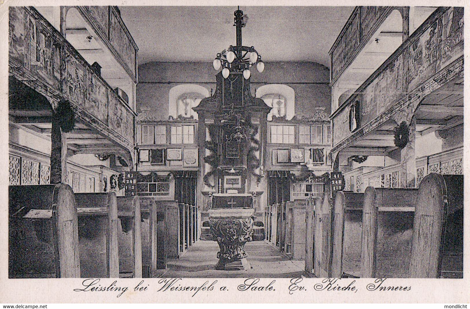 Leissling Bei Weissenfels A. Saale. Ev. Kirche, Inneres. Bahnpost 1934. - Weissenfels