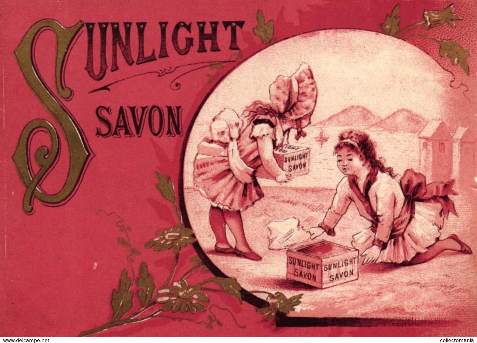 6 Cards Sunlight Zeep Savon   Lith. De Wolf Frères & Cammaert Pink Background - Autres & Non Classés