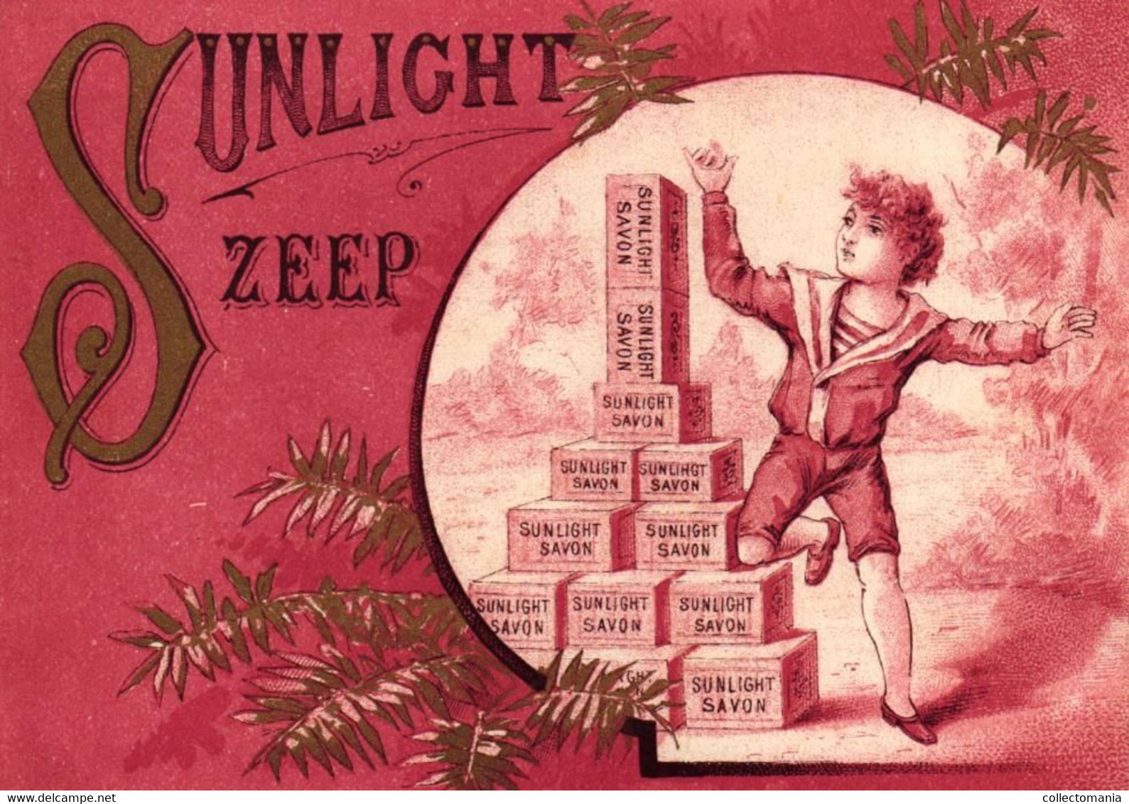 6 Cards Sunlight Zeep Savon   Lith. De Wolf Frères & Cammaert Pink Background - Sonstige & Ohne Zuordnung