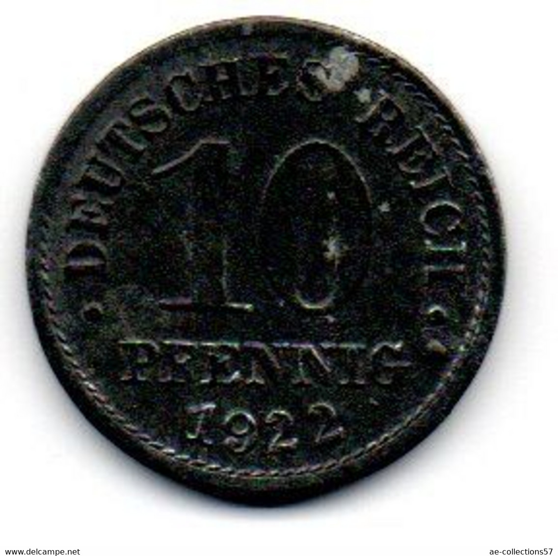 Allemagne -  10  Pfennig 1922 TB+ - 10 Rentenpfennig & 10 Reichspfennig