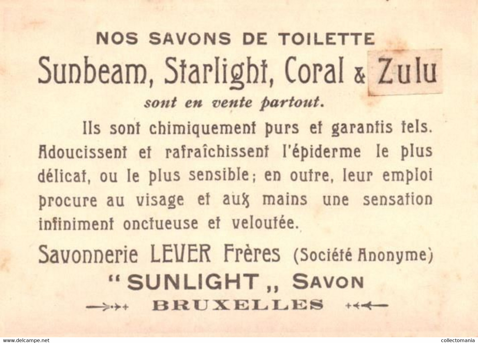 6 Cards Sunlight Zeep Savon Royal  de Toilette BRUXELLES  Zulu Coral Starlight  Japanese scenes