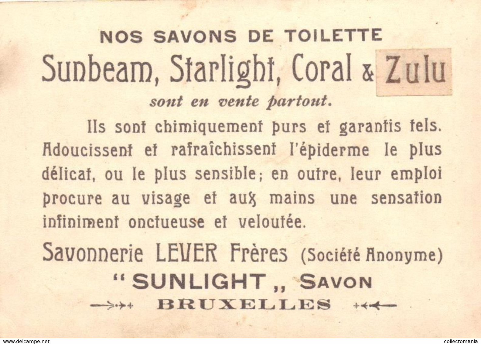 6 Cards Sunlight Zeep Savon Royal  de Toilette BRUXELLES  Zulu Coral Starlight  Japanese scenes