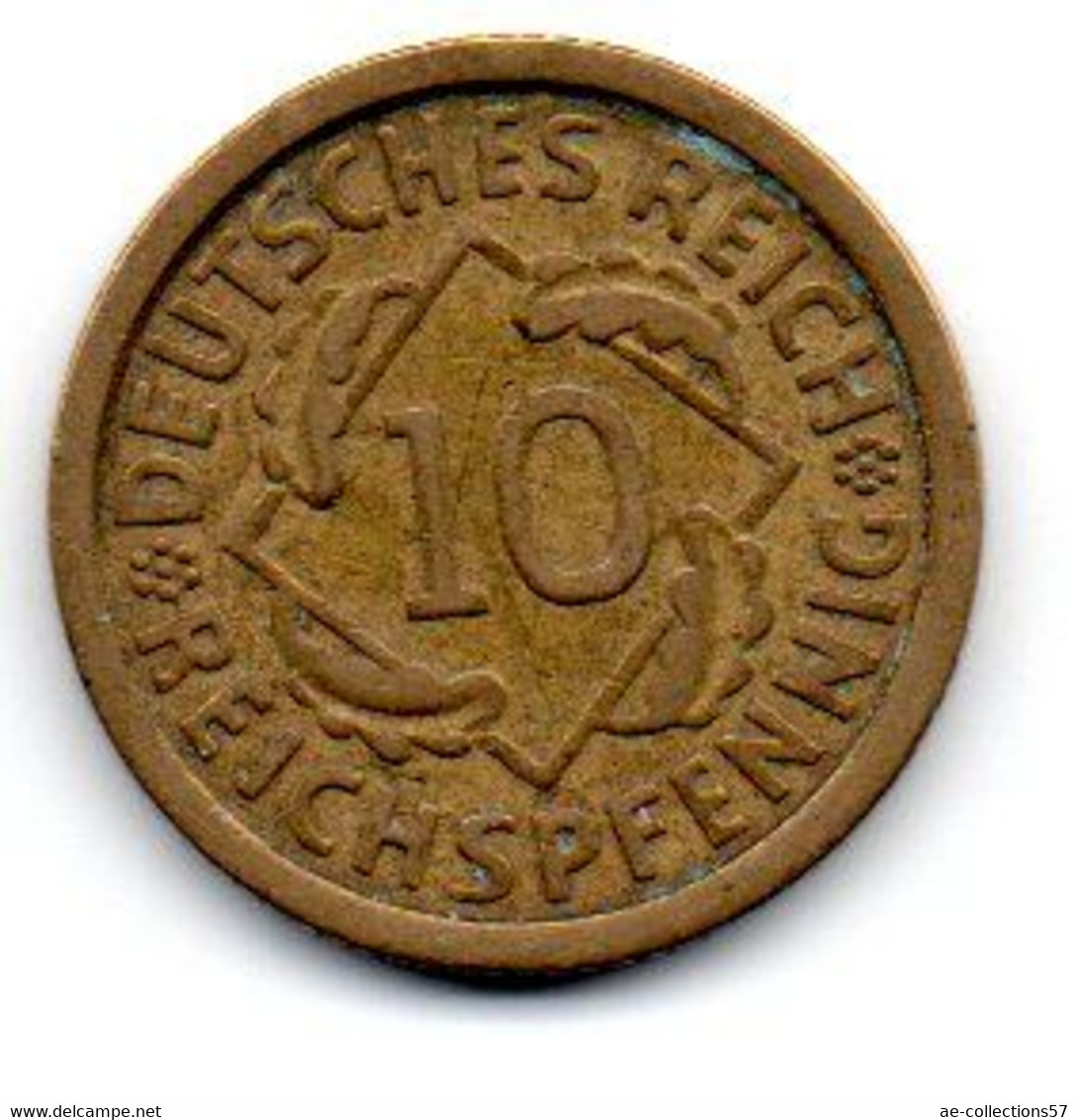 Allemagne -  10 Reichspfennig 1925 F TB+ - 10 Rentenpfennig & 10 Reichspfennig