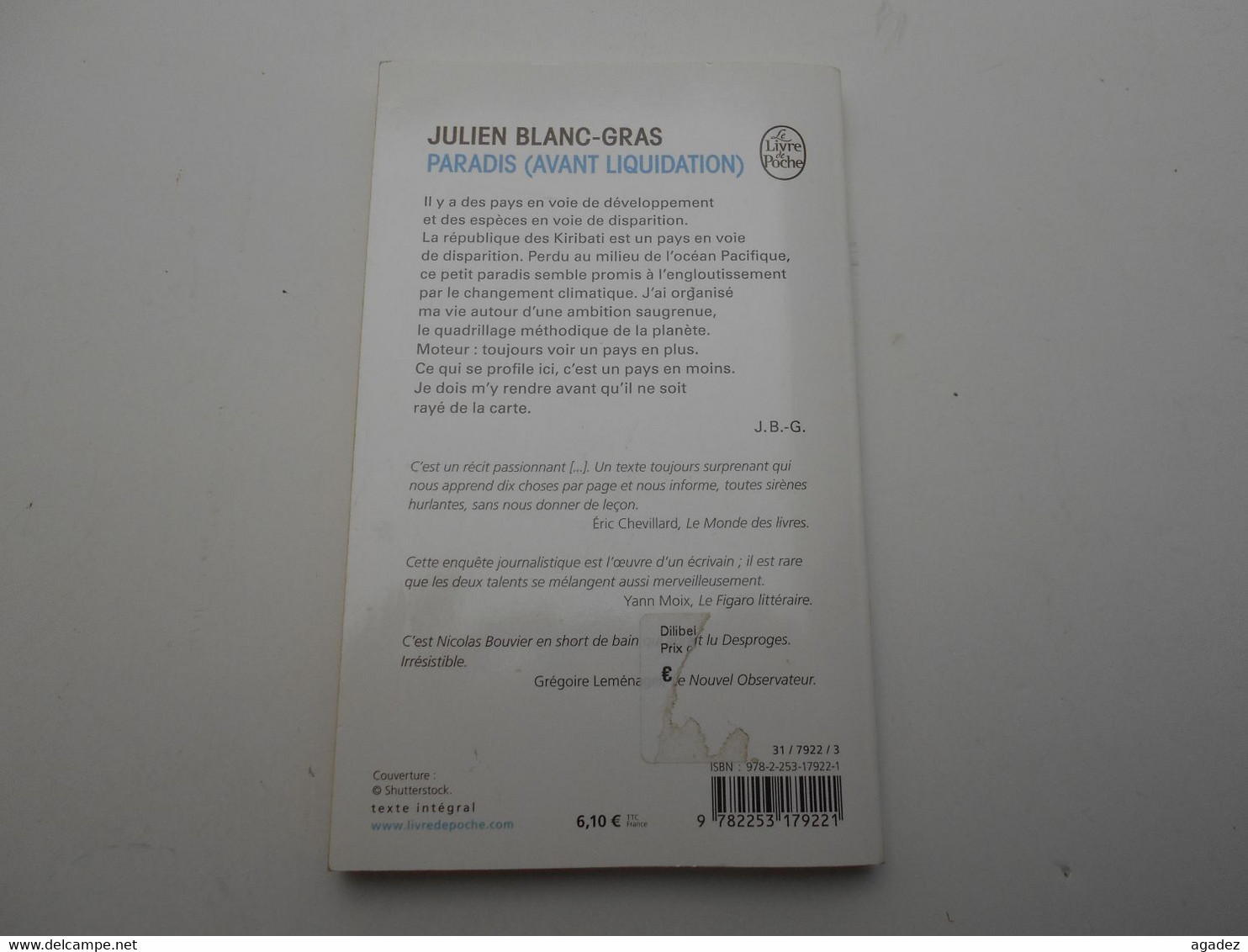 Livre "Paradis Avant Liquidation " Julien Blanc Gras. Poche - Other & Unclassified