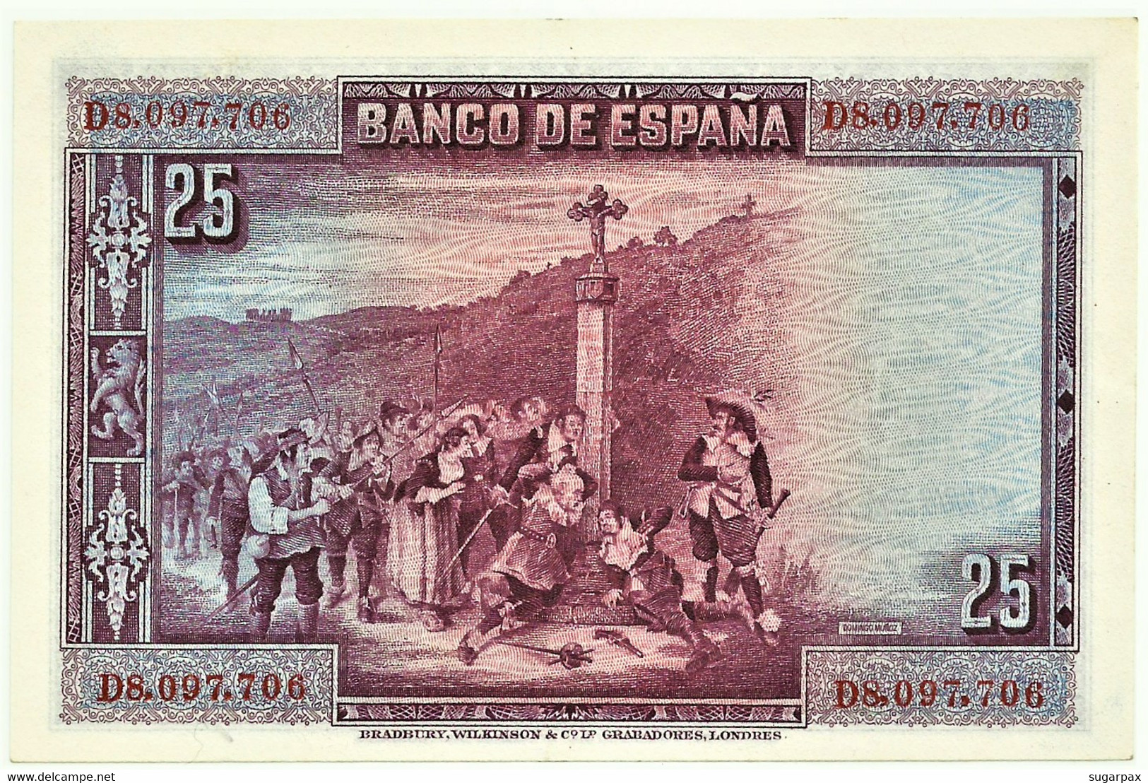 ESPAÑA - 25 Pesetas - 15.08.1928 - Pick 74.b - Serie D - Pedro Calderón De La Barca - Kingdom - 1-2-5-25 Pesetas