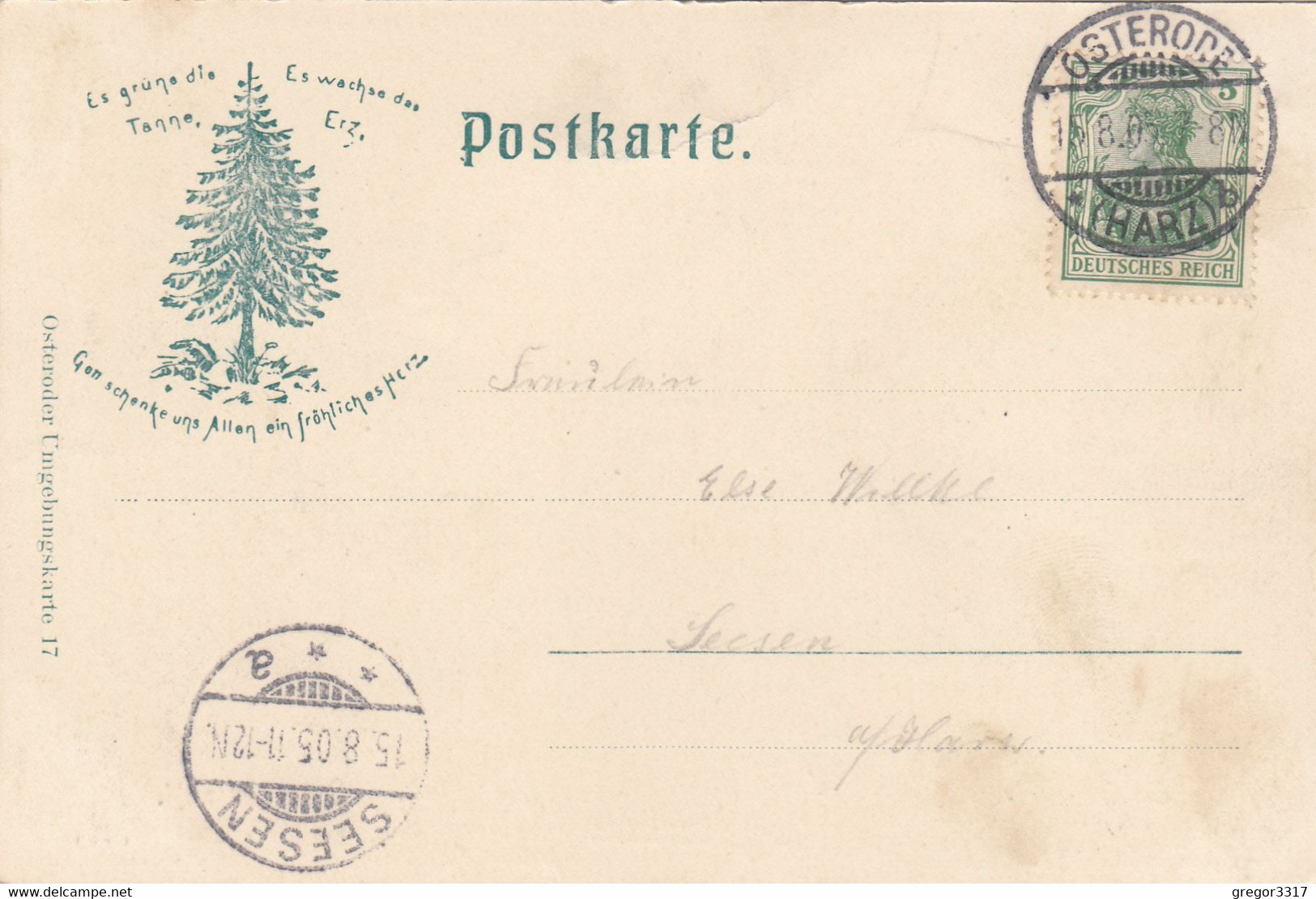 3155) OSTERODE A. H.-  Im SÖSETAL - Alte S/W LITHO Weg Am Wasser ALT !! 15.08.1905 - Osterode