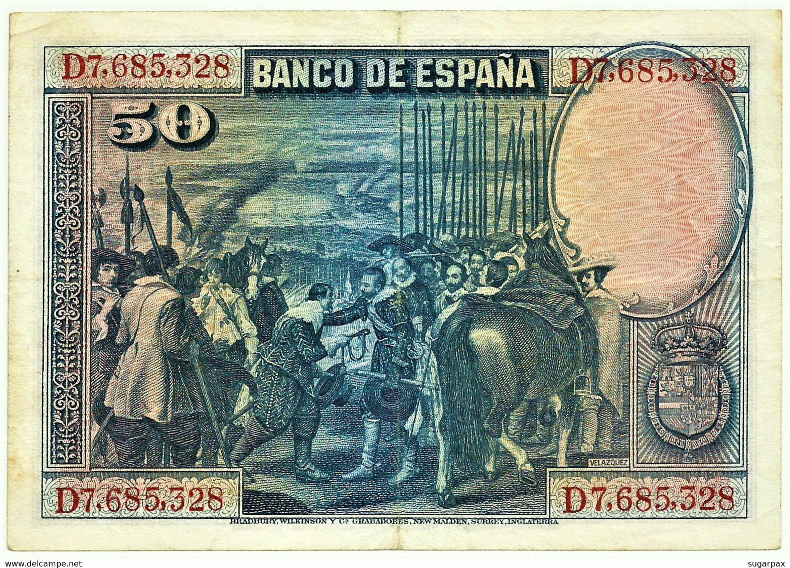 ESPAÑA - 50 Pesetas - 15.08.1928 - Pick 75.c - Serie D - Diego Velázquez - Kingdom - 50 Peseten