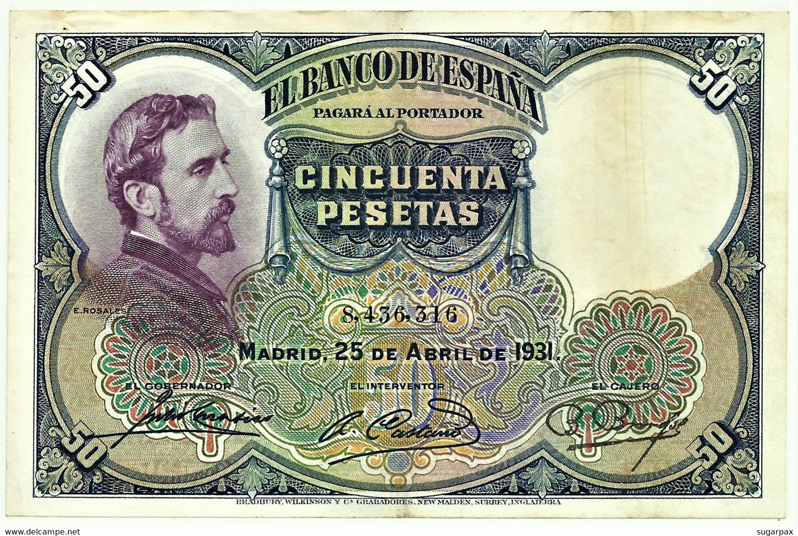 ESPAÑA - 50 Pesetas - 25.04.1931 - Pick 82 - Eduardo Rosales - II Republica - 50 Peseten