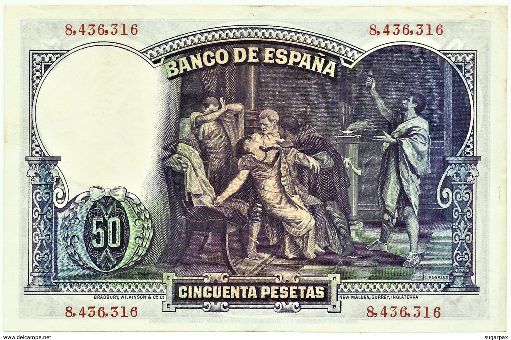 ESPAÑA - 50 Pesetas - 25.04.1931 - Pick 82 - Eduardo Rosales - II Republica - 50 Pesetas