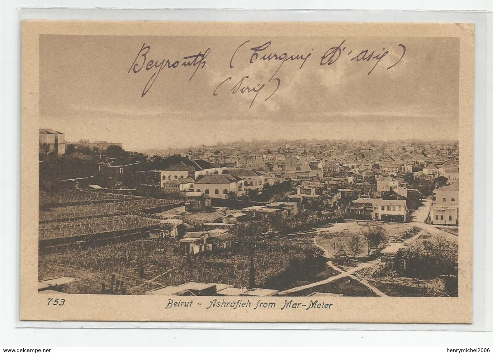 Cpa Liban Beyrouth Beirut Asharafieh From Mar Meier  1919 Ed Sarafian Bros. N753 - Libanon