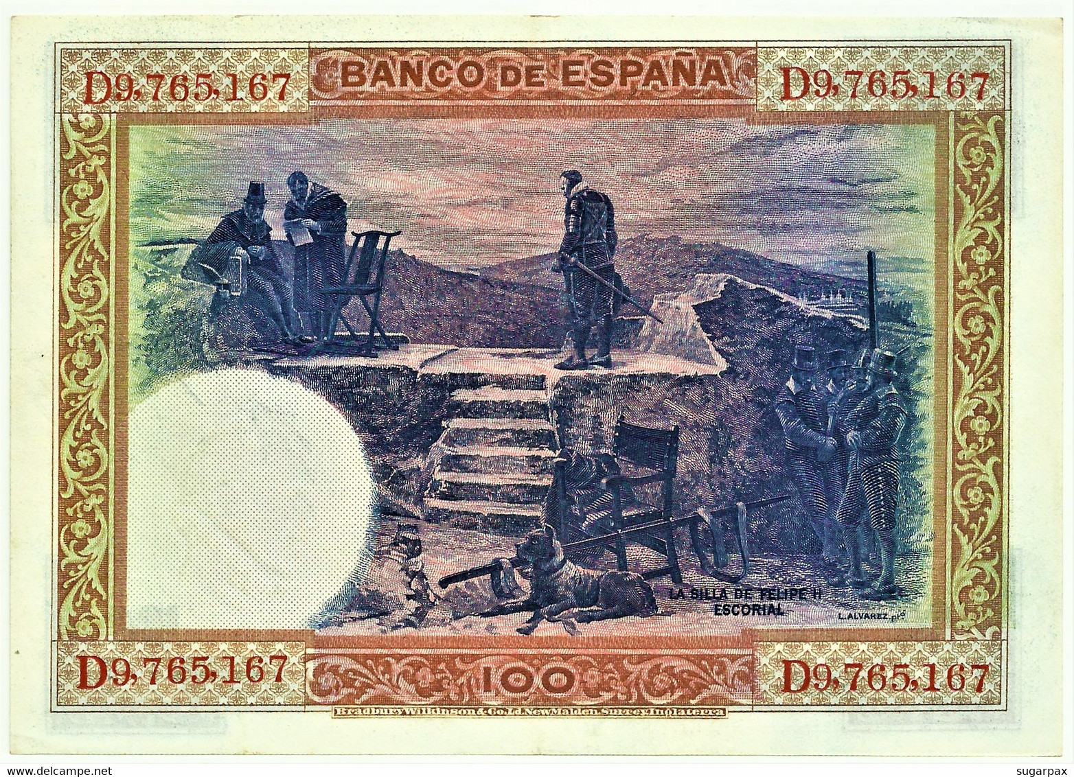 ESPAÑA - 100 Pesetas - ND 1936 ( Old Date - 01.07.1925 ) - Pick 69.c - Serie D - Filipe II - II Republica - 100 Peseten