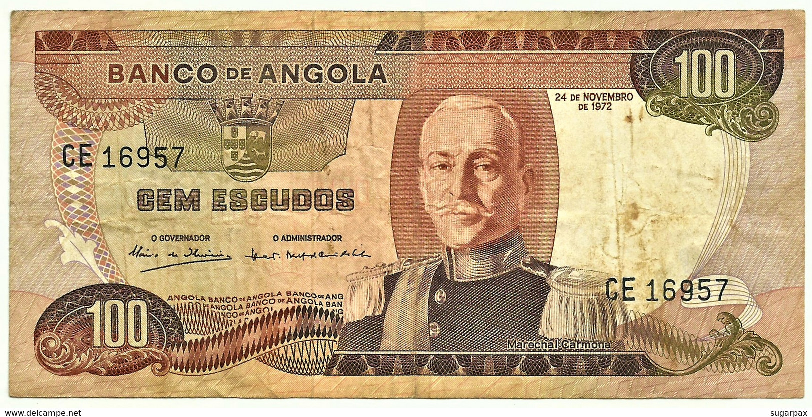 Angola - 100 Escudos - 24.11.1972 - Pick 101 - Série CE - Marechal Carmona - PORTUGAL - Angola