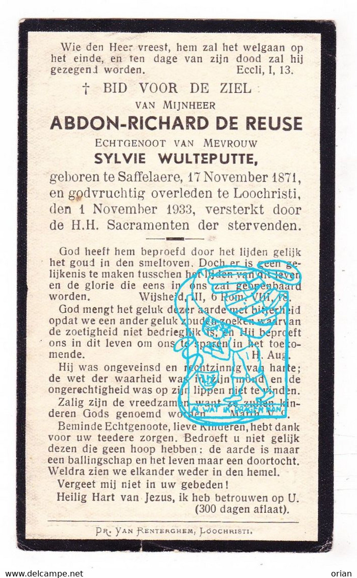 DP Abdon Richard De Reuse ° Zaffelare 1871 † Lochristi 1933 X Sylvie Wulteputte - Andachtsbilder