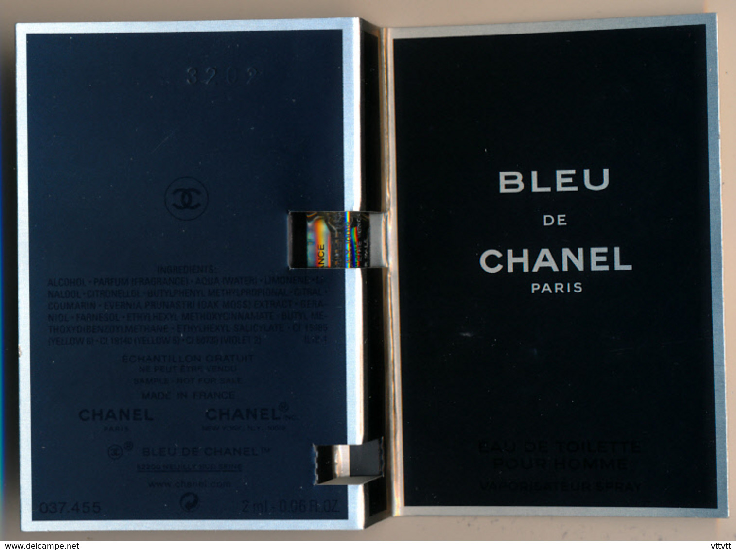 BLEU DE CHANEL, Eau De Toilette Pour Homme, Vaporisateur Spray, 2 Ml - Echantillons (tubes Sur Carte)
