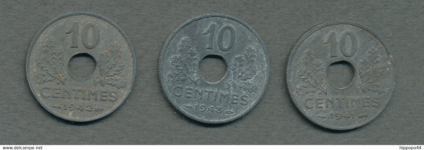 10 Centimes état Français Zinc, 1941-1942-1943 (grand Module) - 10 Centimes