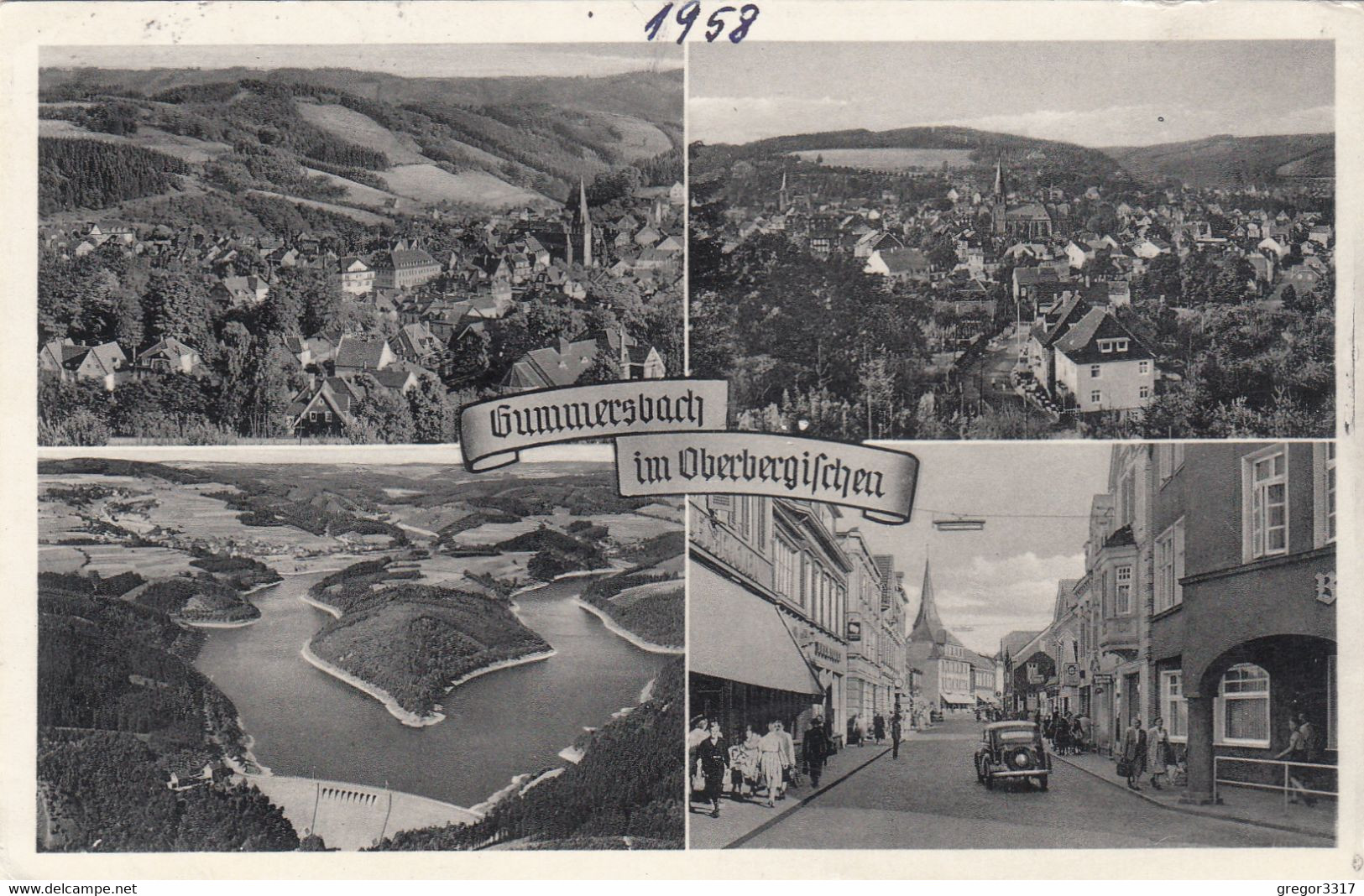 3183) GUMMERSBACH Im Oberbergischen - Straße - Fluss - AUTO - Häuser ALT ! 1958 - Gummersbach