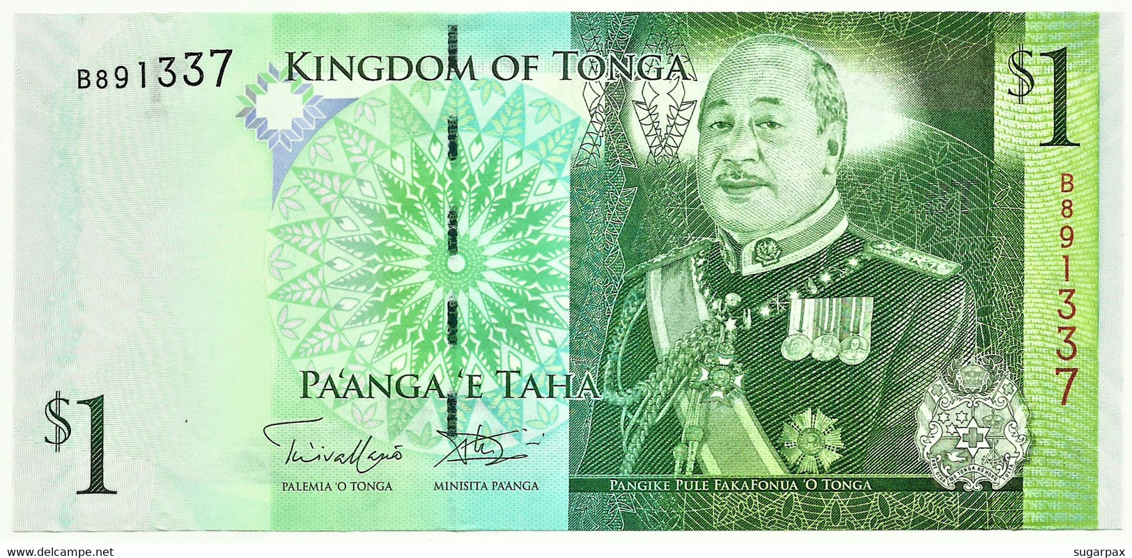 Tonga - 1 Pa'anga - ND ( 2008 ) - Pick 37 - Unc. - Prefix B - King Tupou V - Tonga