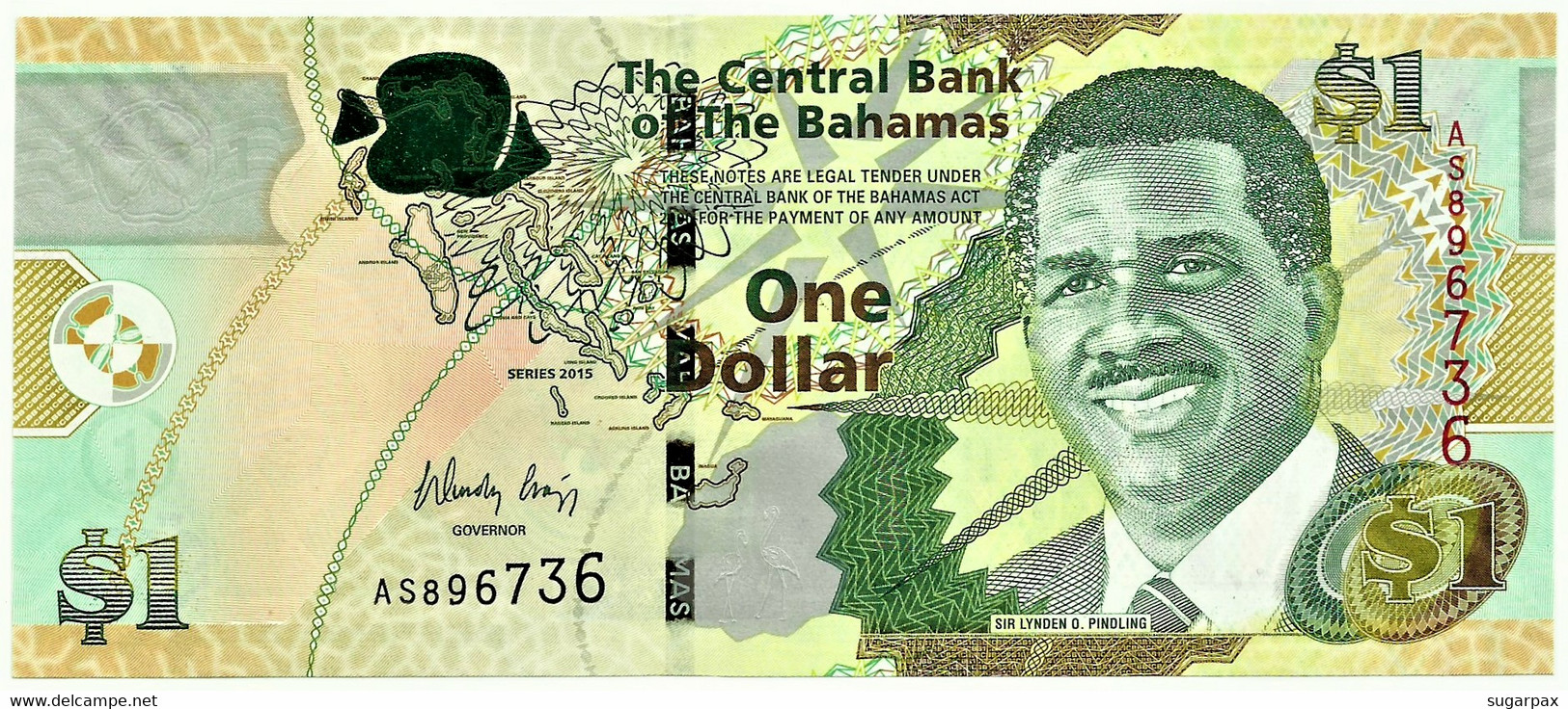 Bahamas - 1 Dollar - 2015 - Pick: 71A - Unc. - Serie AS - Sir Lynden O. Pindling - Bahamas