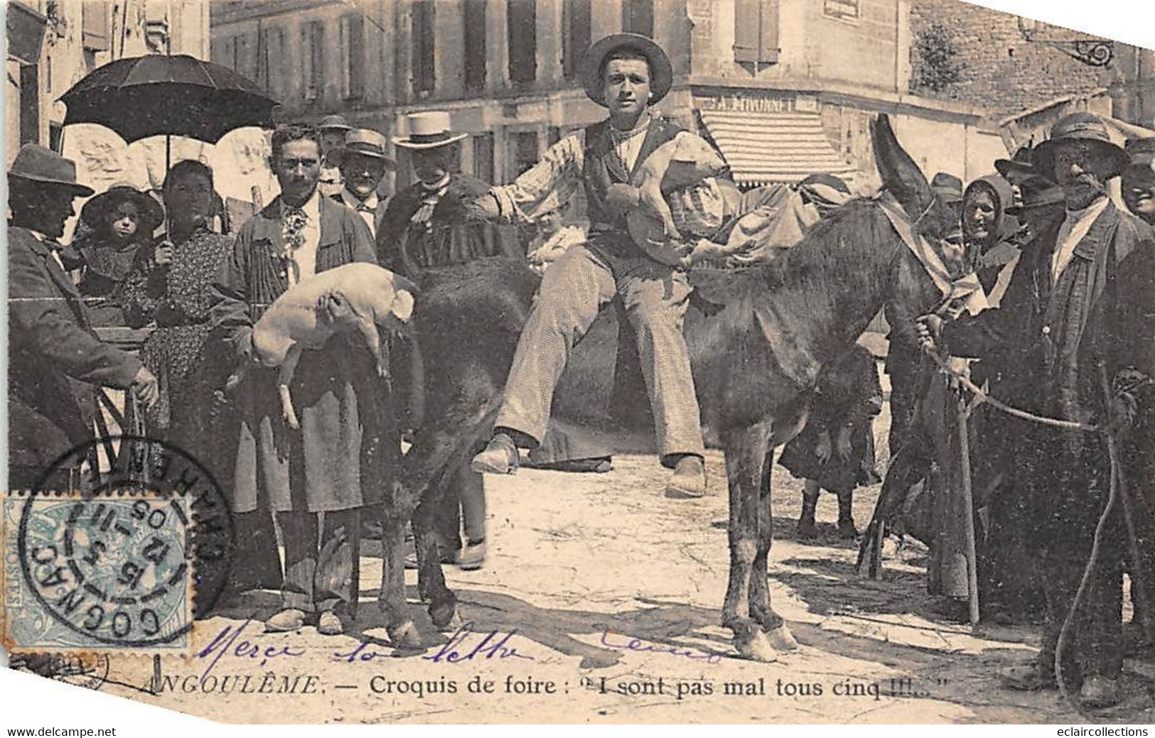 Angoulême         16       Croquis De Foire Aux Bestiaux    I Sont Pas Mal Tous Les Cinq.   Ane (voir Scan) - Angouleme