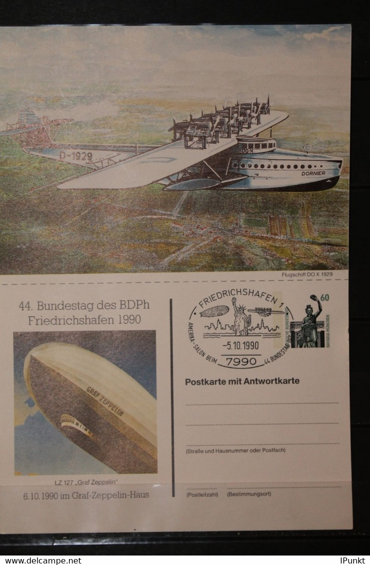 Deutschland, Postkarte Mit Antwortkarte, 44. Bundestag BDPh, DO X Und Graf Zeppelin, SST Friedichshafen - Private Postcards - Mint