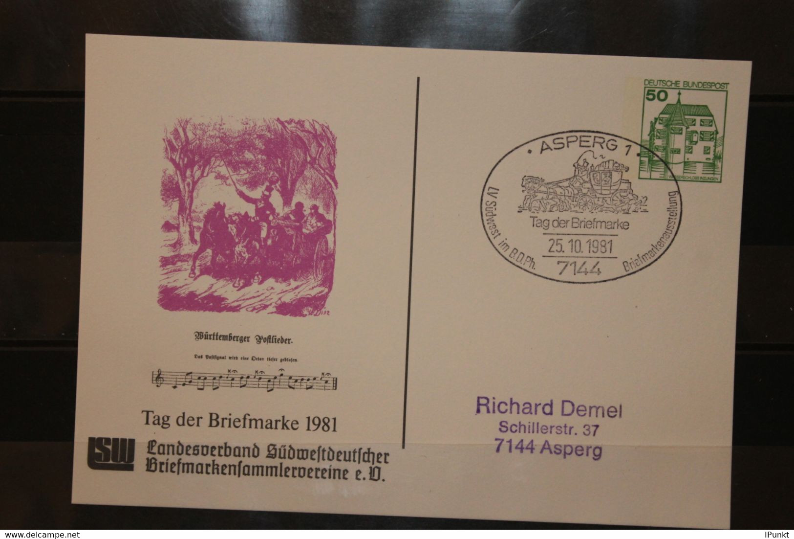 Deutschland, Tag Der Briefmarke 1981; SST Asperg - Cartes Postales Privées - Oblitérées