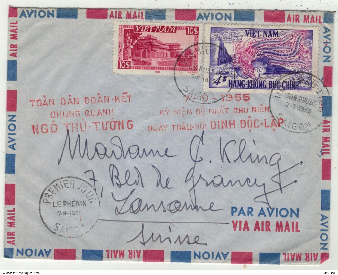 Viêt-Nam // Lettre Pour La Suisse (Lausanne) 1954 - Vietnam