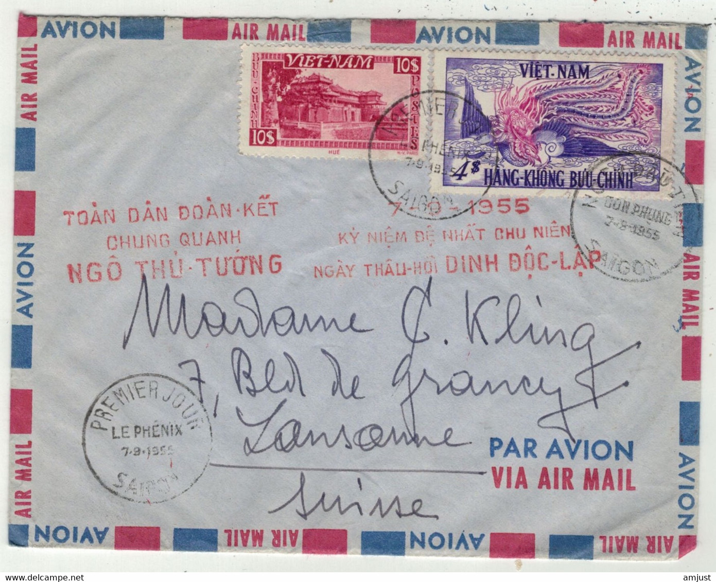 Viêt-Nam // Lettre Pour La Suisse (Lausanne) 1954 - Viêt-Nam