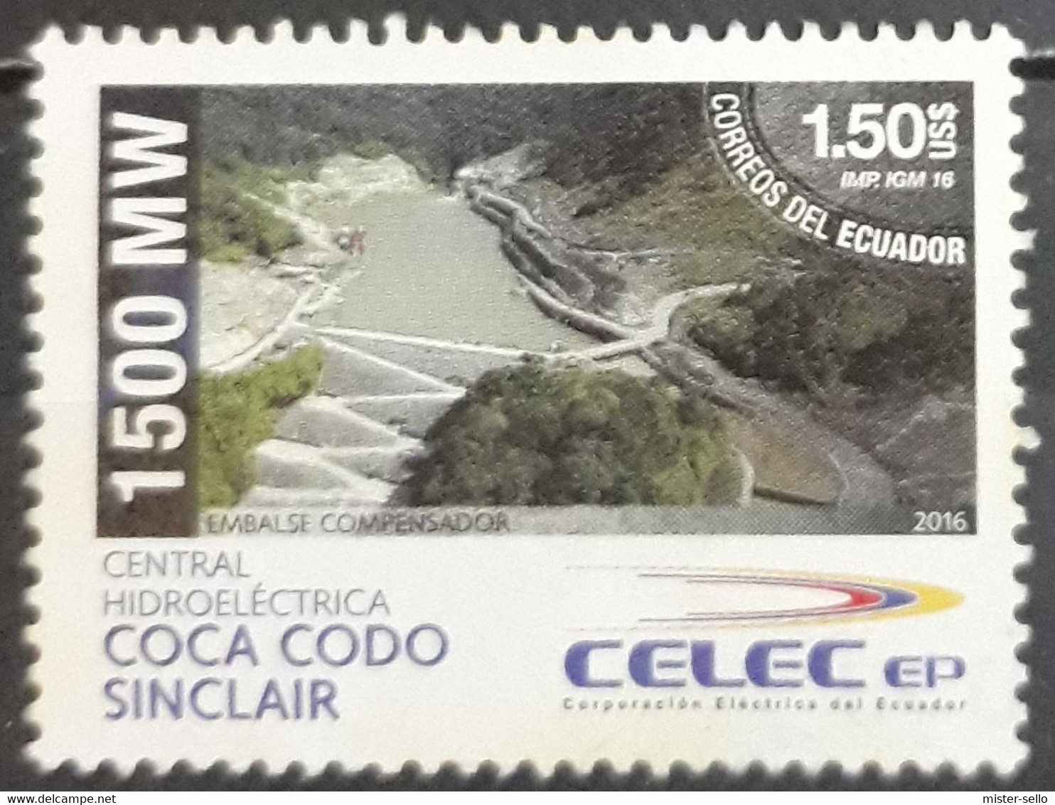 ECUADOR 2016 Central Hidroeléctrica. USADO - USED. - Ecuador