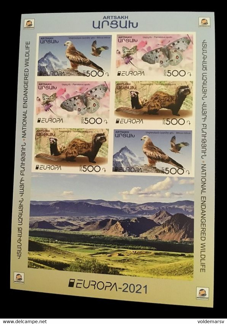 Armenia (Nagorno-Karabakh) 2021 Mih. 231B/33B Europa. Fauna. National Endangered Wildlife (M/S) (imperf) MNH ** - Armenien