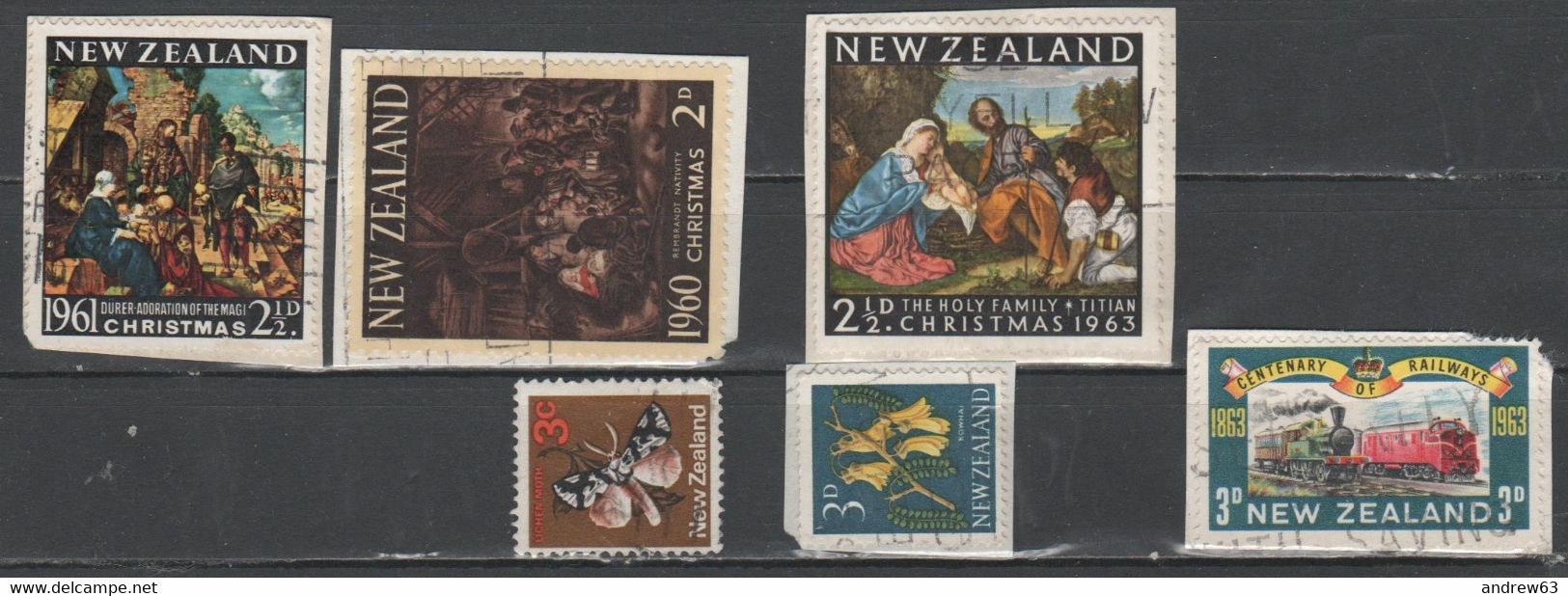 NUOVA ZELANDA - NEW ZEALAND - Lotto - Accumulo - Vrac - 6 Francobolli (Christmas) -  Usati - Used On Fragment - Collections, Lots & Series