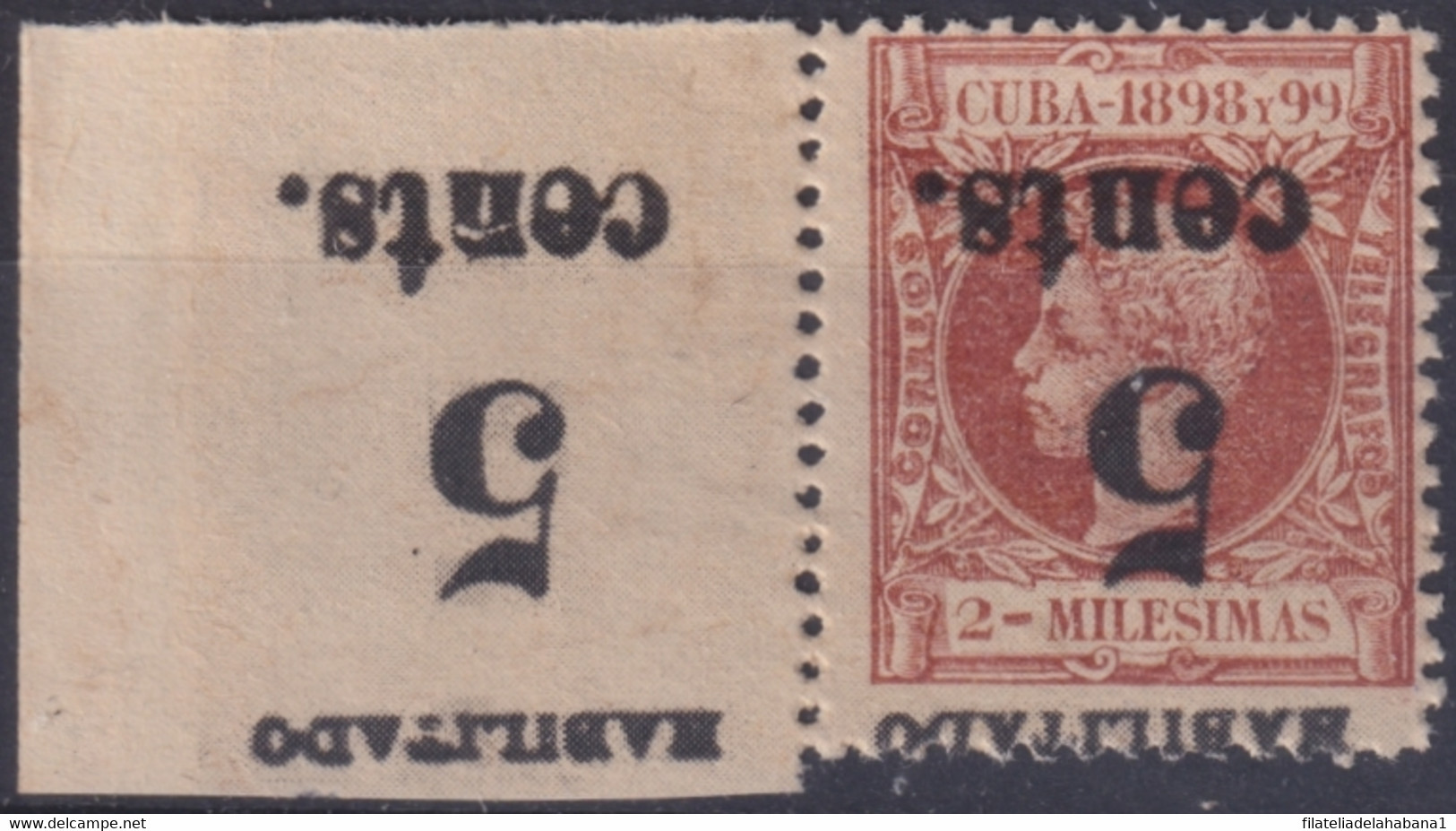 1899-484 CUBA 1899 5c S. 2m US OCCUPATION 2th ISSUE INVERTED PHILATELIC FORGERY. - Unused Stamps