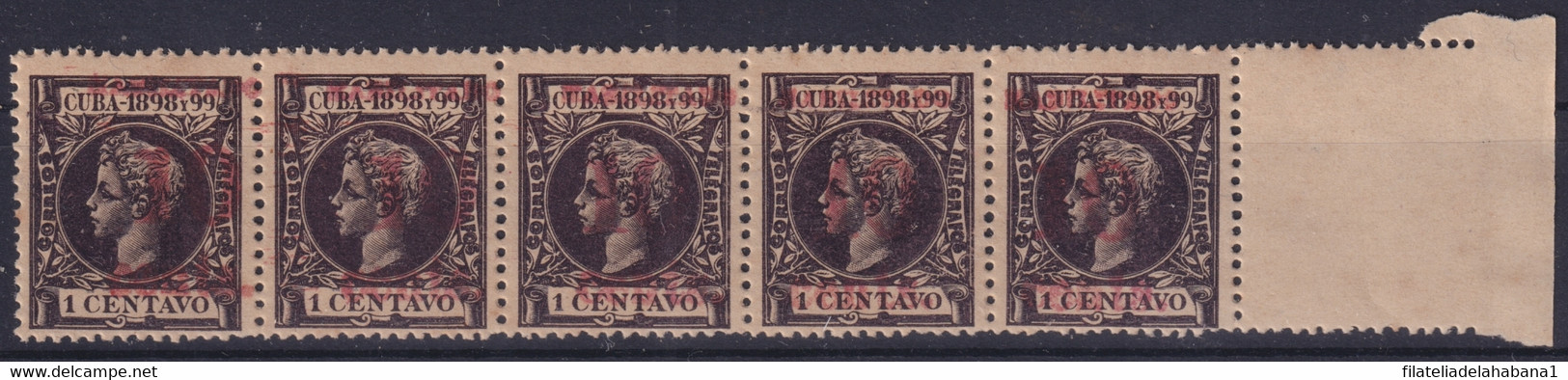 1899-486 CUBA 1899 10c S. 1c US OCCUPATION 4th ISSUE COMPLETE TRIP PHILATELIC FORGERY. - Unused Stamps