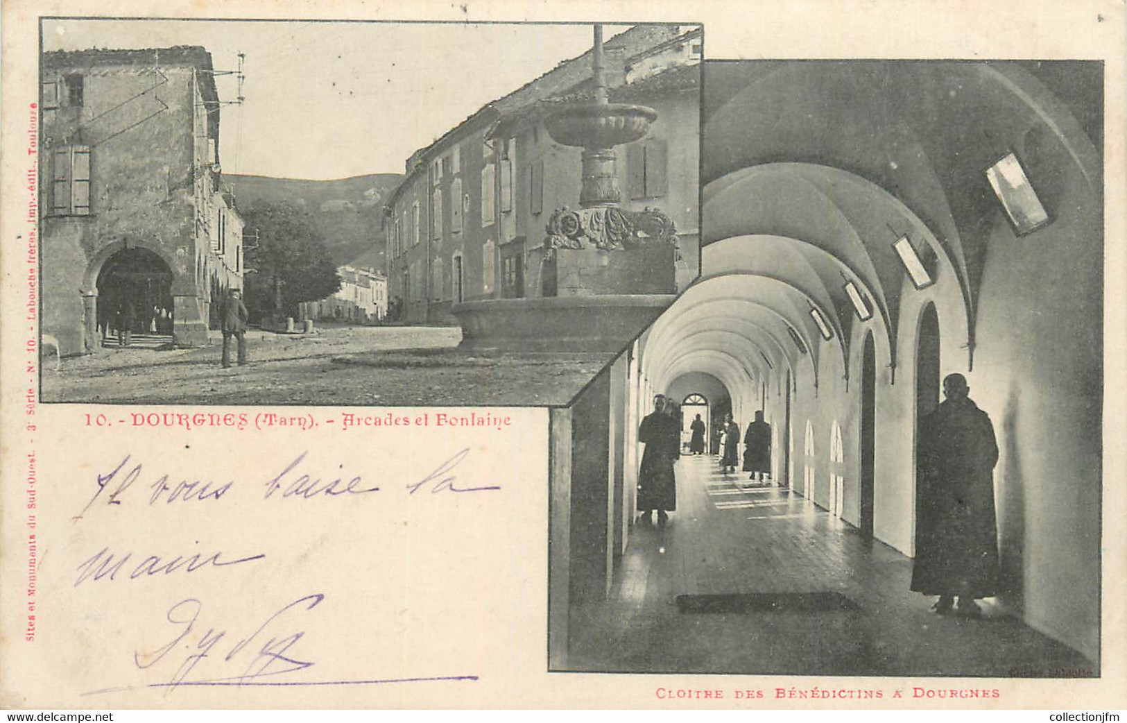 CPA FRANCE 81 "Dourgnes, Arcades Et Fontaine". - Dourgne