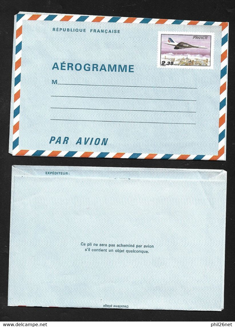 France Aérogramme 1007-AER   Avion Concorde Survolant Paris  2,35 F     Neuf    B/ TB  - Aerogramas