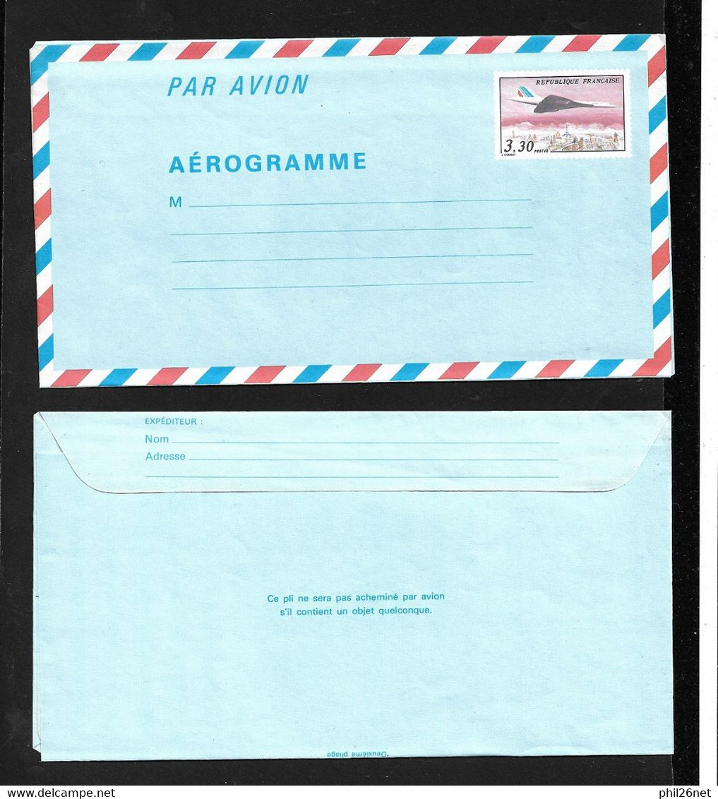 France Aérogramme 1011-AER Avion Concorde Survolant Paris  3,30 F   Neuf  B/ TB   - Aerogramme