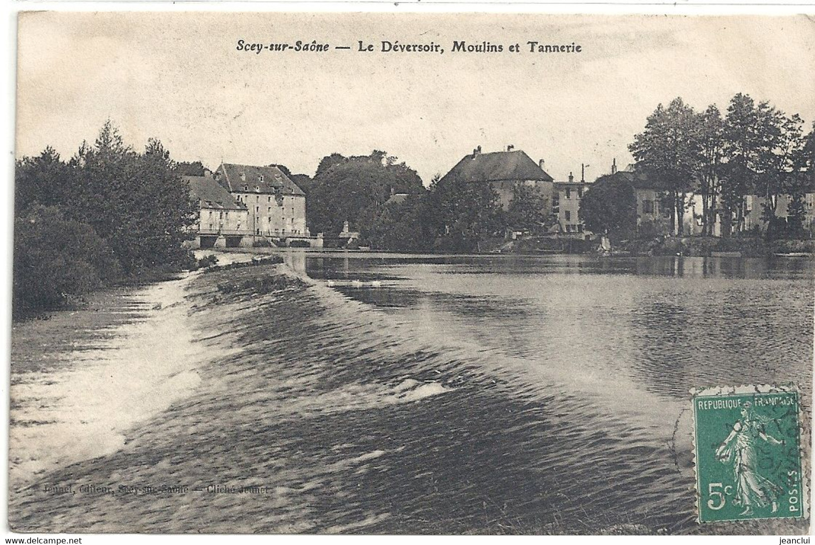 SCEY-sur-SAONE . LE DEVERSOIR , MOULINS ETTANNERIE . CARTE AFFR SUR RECTO LE 2-4-1911 - Altri & Non Classificati