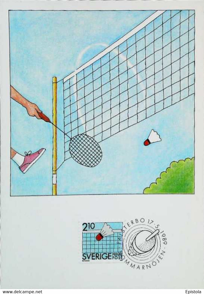 ►  BADMINTON  - Illustration  -  Carte Maximum Card (Fasterbo Sverige 1989) - Bádminton