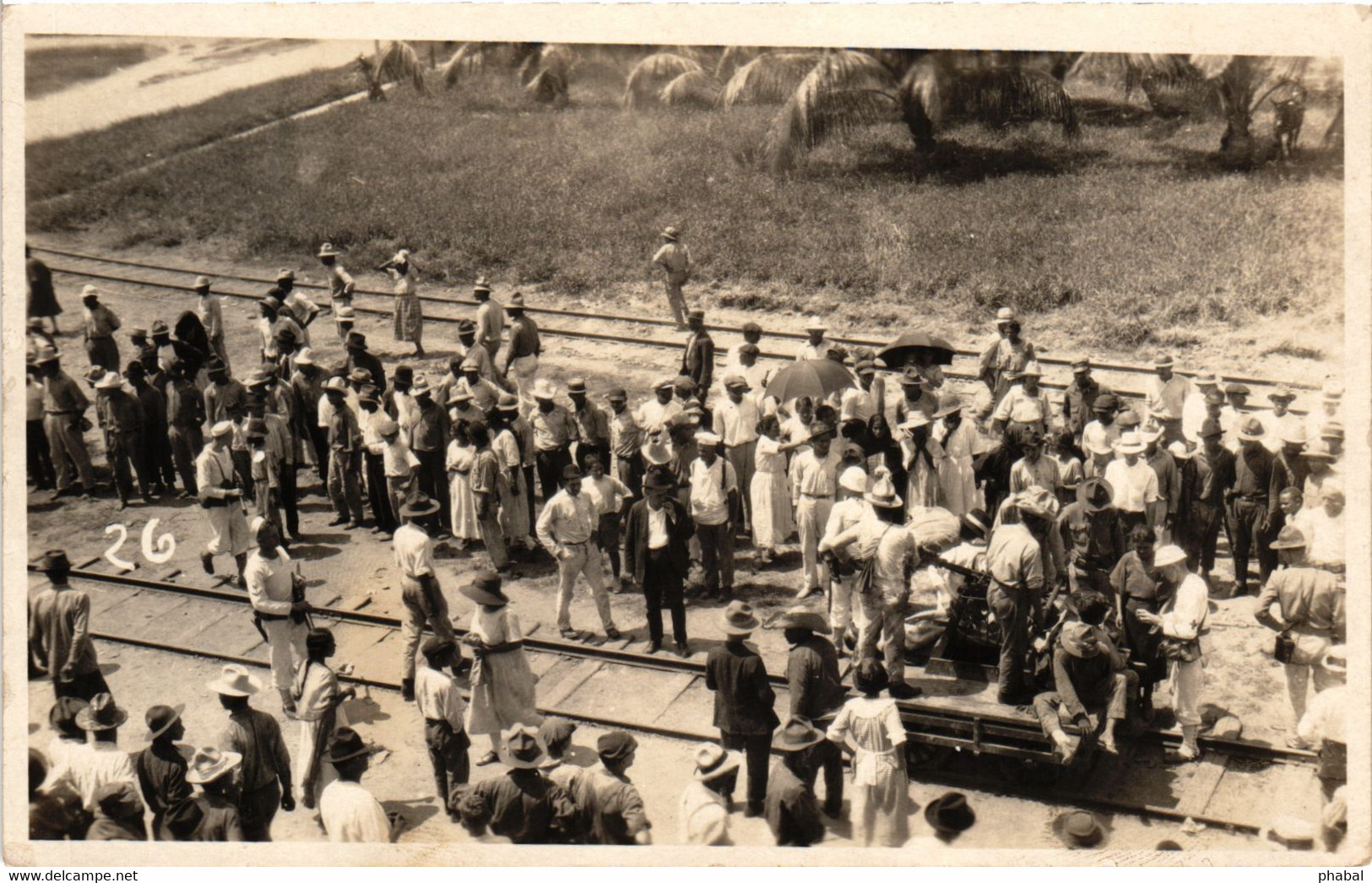 Honduras, Celebrating People On A Railway Track, Vintage Real Photo Postcard - Honduras