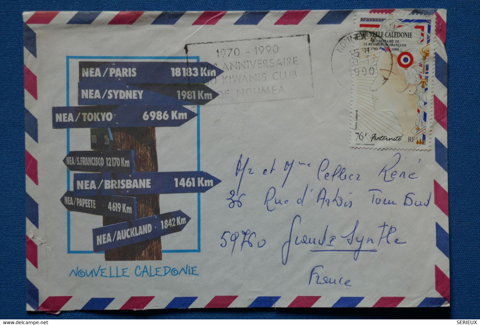 Q3 NOUVELLE CALEDONIE BELLE LETTRE 1990 NOUMEA POUR LA  FRANCE + AFFRANCH. PLAISANT - Cartas & Documentos