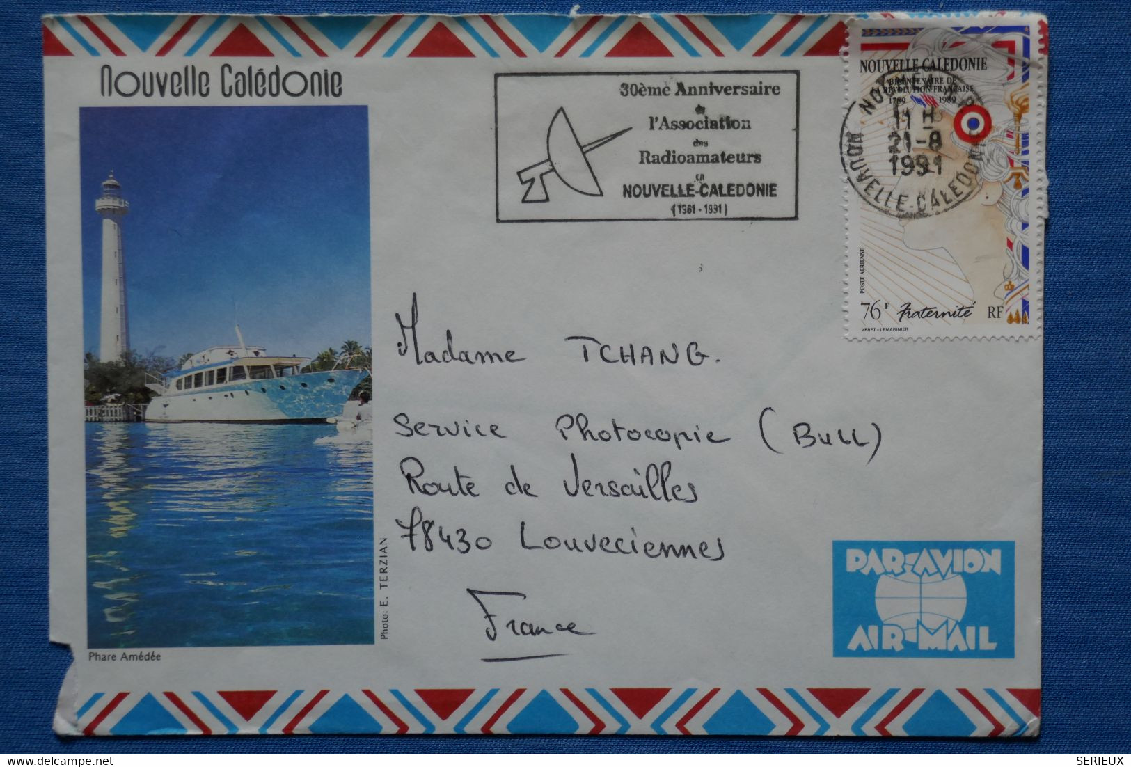 Q3 NOUVELLE CALEDONIE BELLE LETTRE 1991 NOUMEA POUR  LOUVECIENNE FRANCE + AFFRANCH. PLAISANT - Cartas & Documentos