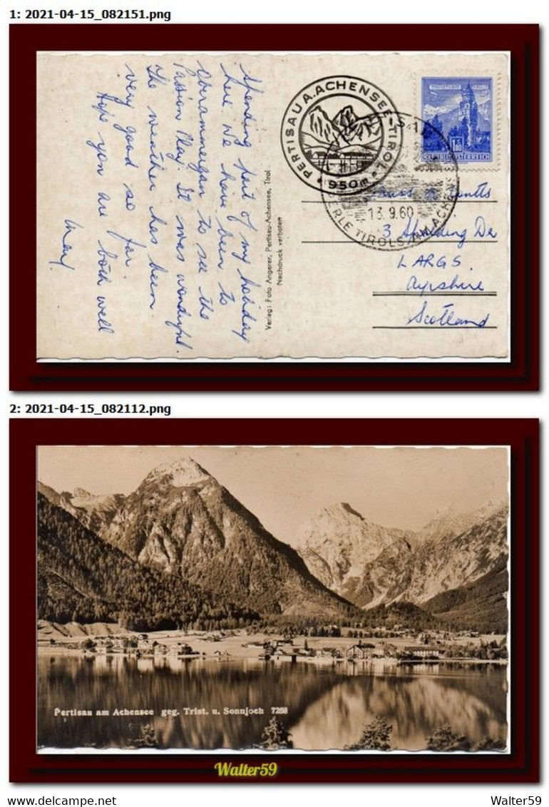 1960 Osterreich Ak Von Pertisau Am Achensee Gel. Nach Schottland Sonderstempel Postkarte - Pertisau