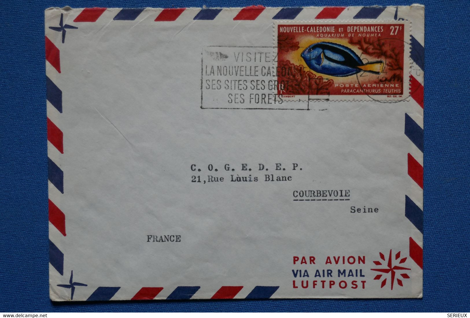 Q3 NOUVELLE CALEDONIE BELLE LETTRE 1965 NOUMEA POUR COURBEVOIE FRANCE + AFFRANCH. PLAISANT - Cartas & Documentos