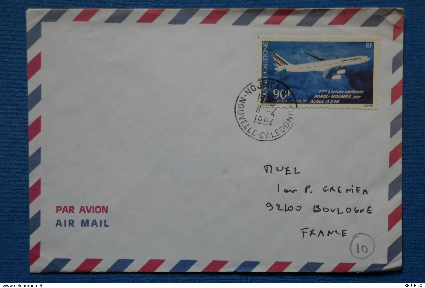 Q3 NOUVELLE CALEDONIE BELLE LETTRE 1994 NOUMEA POUR BOULOGNE FRANCE+ PRIORITAIRE + AFFRANCH. PLAISANT - Storia Postale