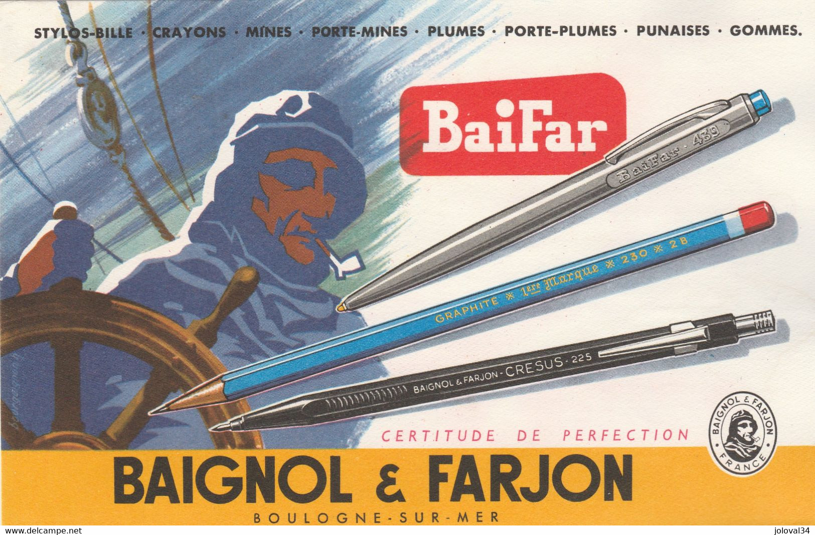 Buvard BAIFAR Stylo Bille BAIGNOL & FARJON Boulogne Sur Mer - Papeterie